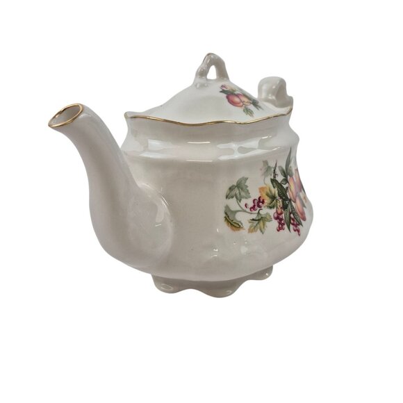 Arthur Wood And Son Teapot Porcelain Floral Gold Trim Staffordshire England 6404 - Picture 4 of 10